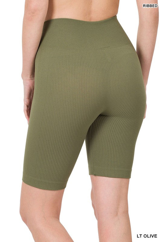 Seamless Ribbed High Waist Biker Shorts