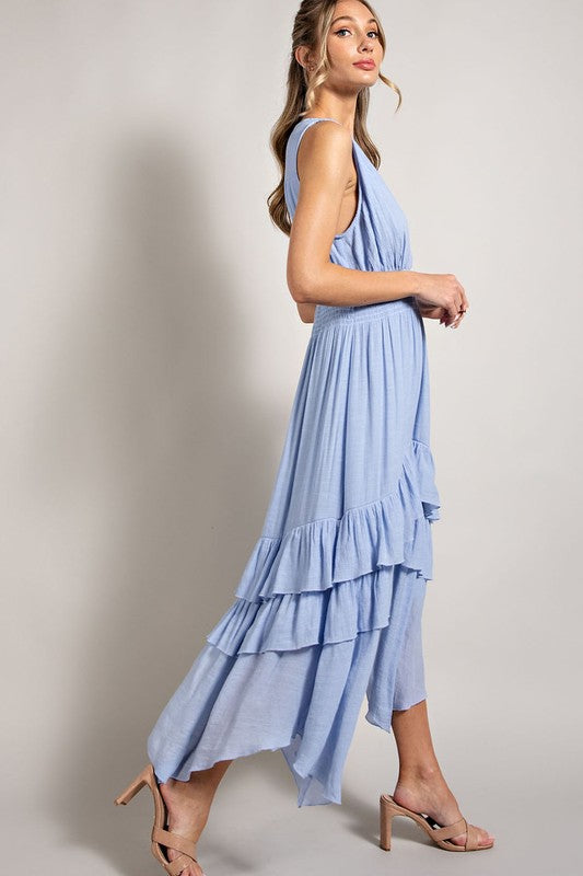 V-Neck Ruffle Maxi Dress