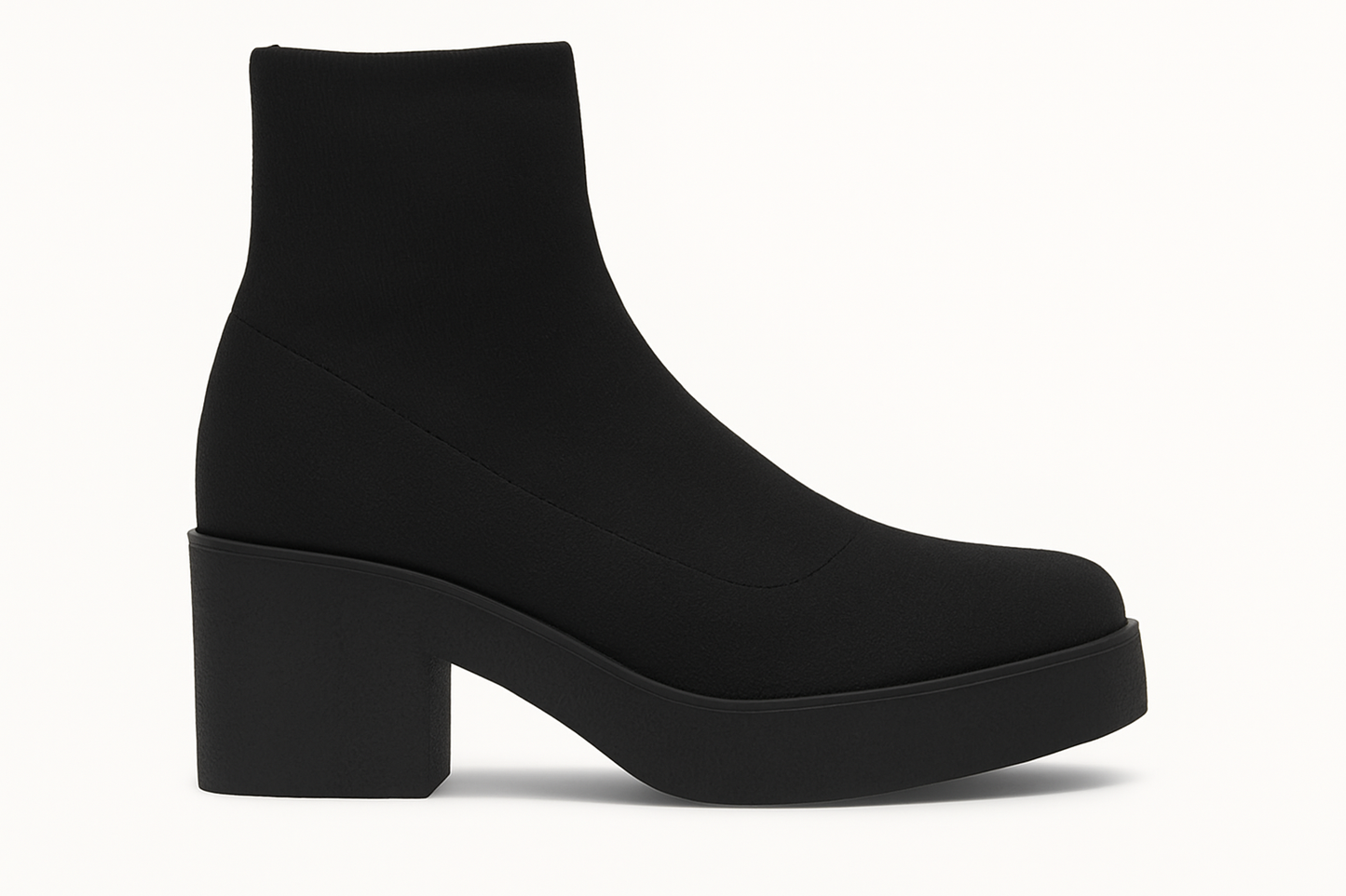 Black ankle boot on a white background