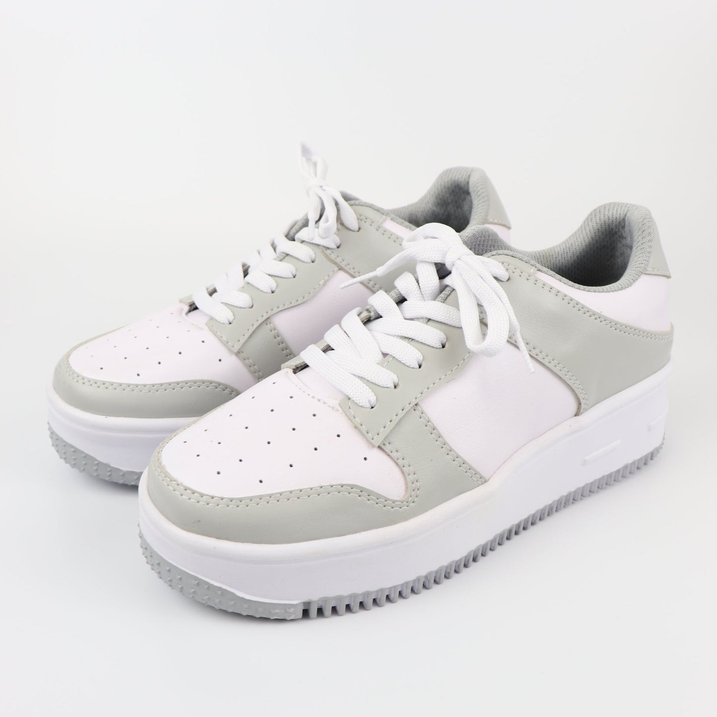 Slam 1 Grey Lace-Up Faux Leather Sneakers