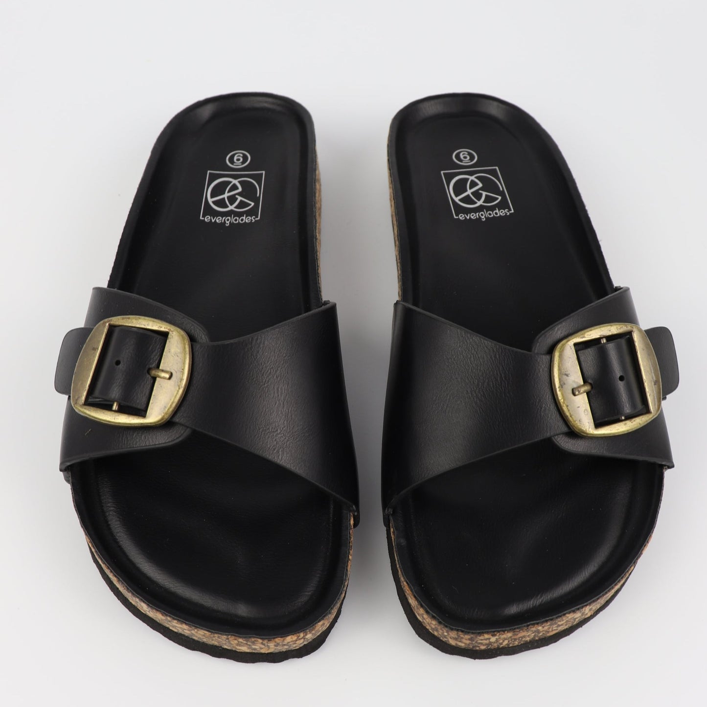 Boho 4 Black Footbed Slide Sandals with Buckle