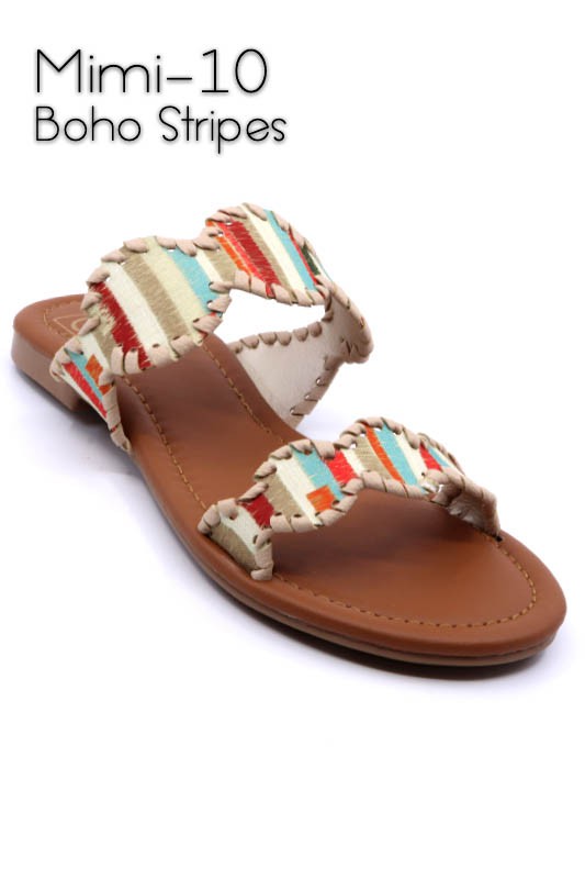 Mimi 10 Double Strap Boho Stripe Multi-color Sandals