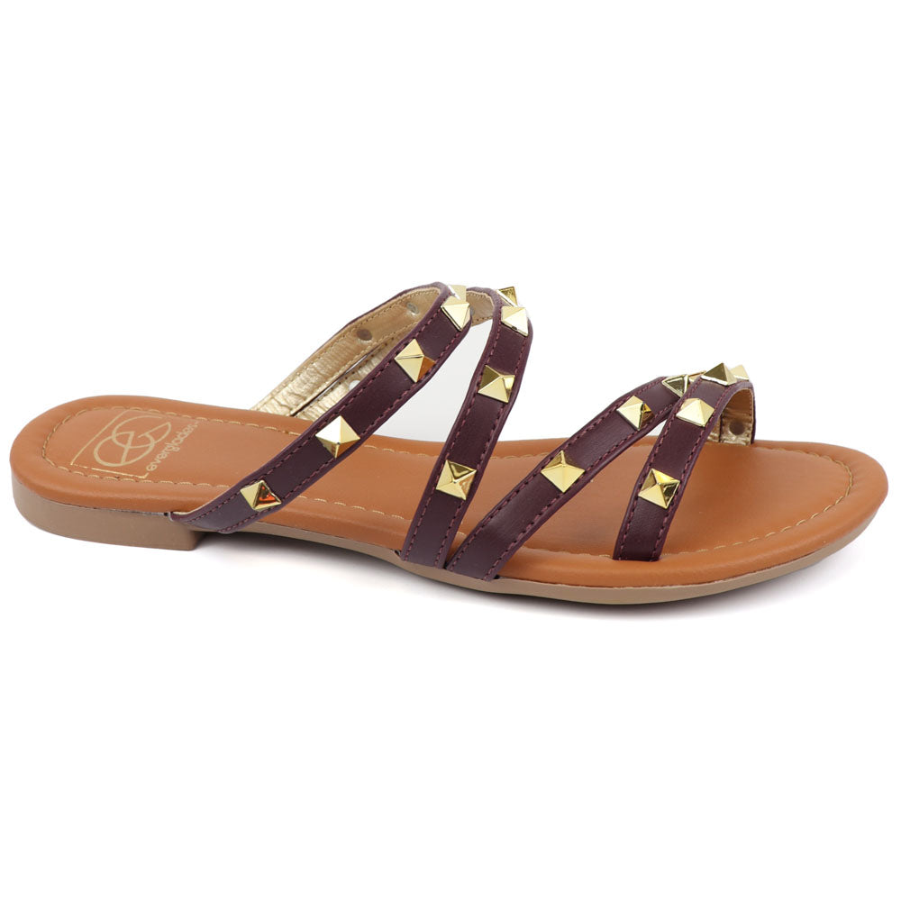 Mimi 12 Wine Multi-strap Studded Sandals
