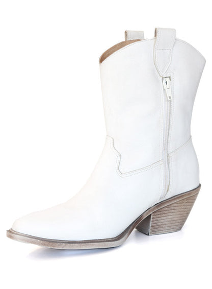 West 1 White Leather Boots