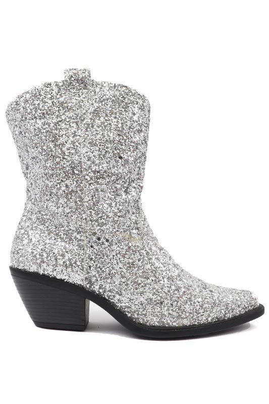 West 1 Silver Glitter Boots