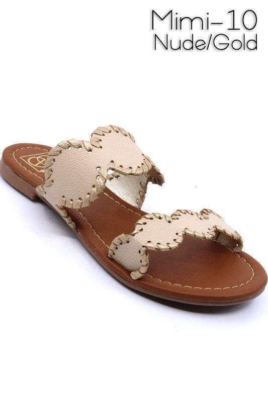 Mimi 10 Double Strap Nude Sandals