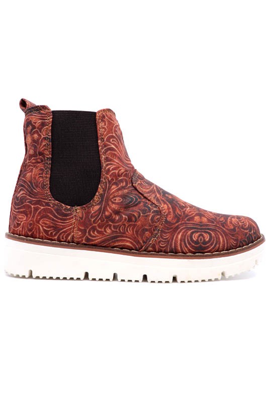 Snow 5 Tooled Leather Canvas Boots