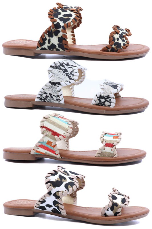 Mimi 10 Double Strap Boho Stripe Multi-color Sandals