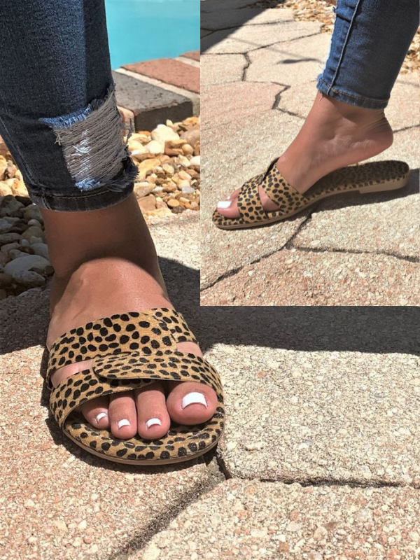 Cheetah slip hot sale on sandals