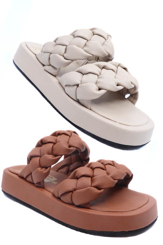 Pool 1 Tan Double Braided Strap Sandals