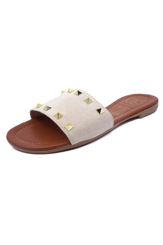 Linda 2 Nude Beige Studded Sandals