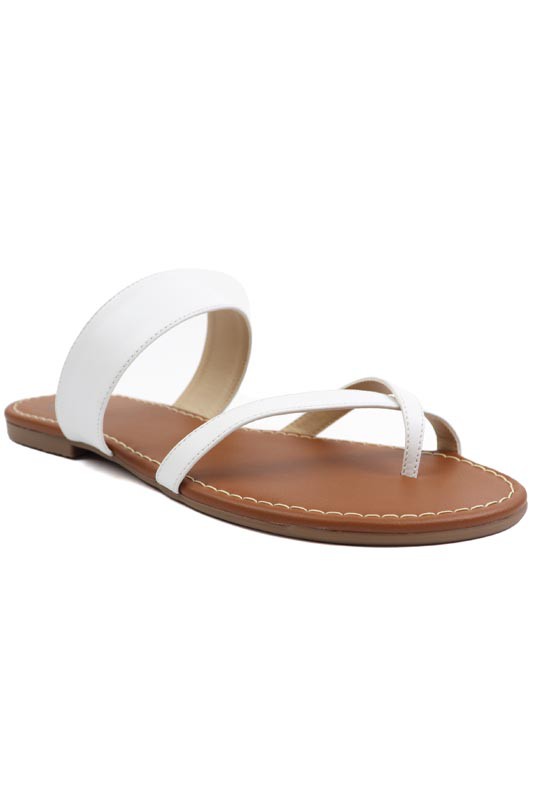 Kylie 3 Strappy White Sandals with Toe Band