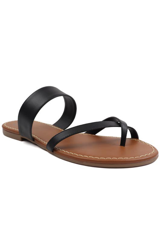 Kylie 3 Strappy Black Sandals with Toe Band
