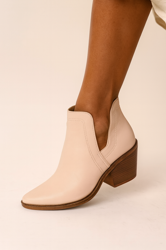 Nude Leather Cutout Western Bootie – Made in Brazil