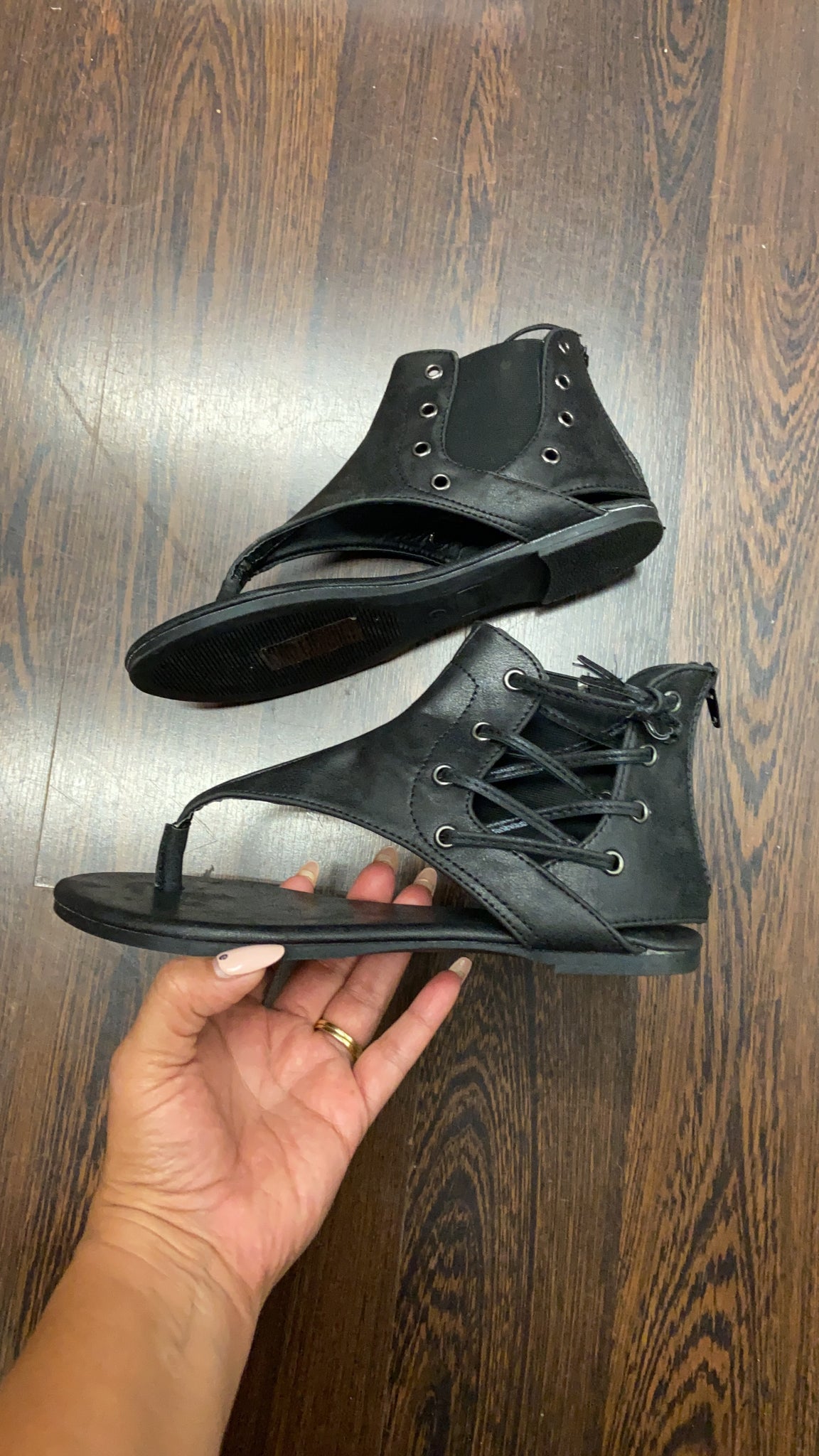 Adele Black Gladiator Sandals