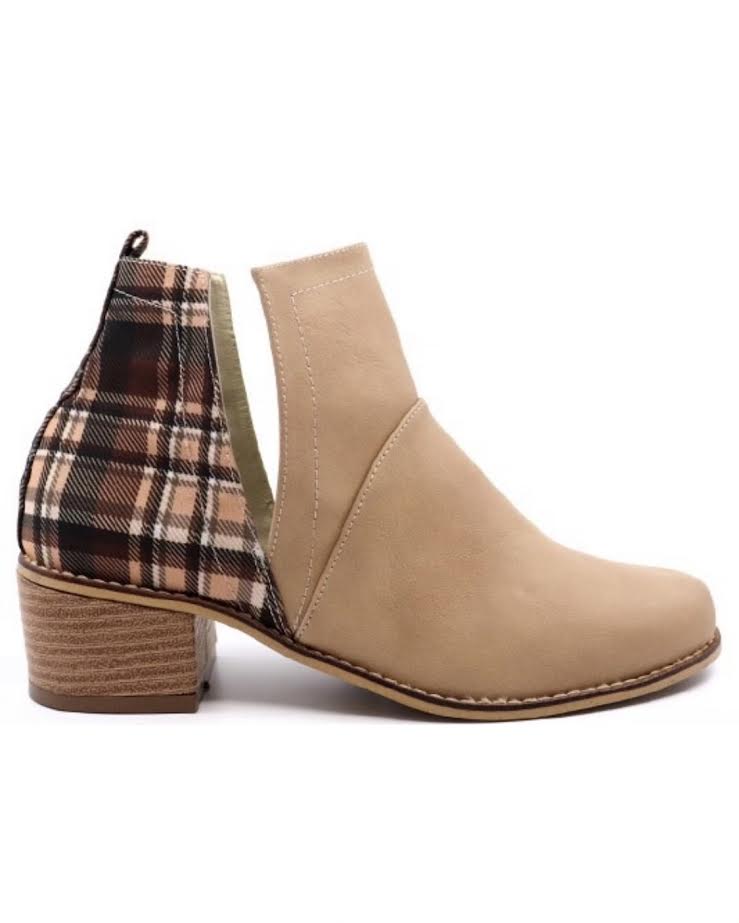 Ally 2 Brick Plaid Black Ankle Boots