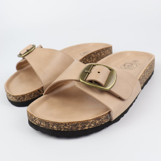 Boho 4 Taupe Footbed Slide Sandals with Buckle