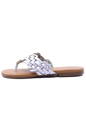 Lexi 6 White Braided Strap Flip-Flop Sandals