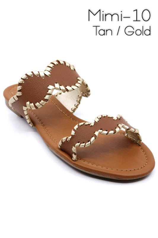 Mimi 10 Double Strap Tan Sandals