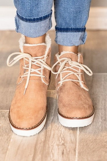 Snow 6 Taupe Lace-Up Booties