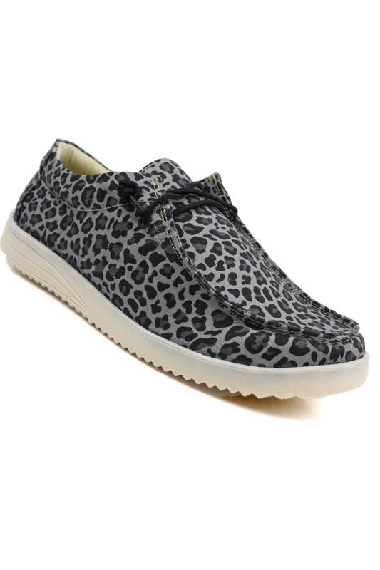 Wanda 1 Grey Leopard Slip-on Moccasin Sneakers