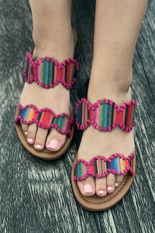 Mimi 10 Double Strap Serape Multi-color Sandals