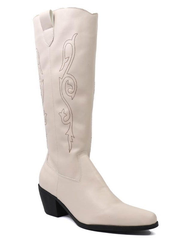 Belle 1 Bone Color Western Under-the-Knee Boots