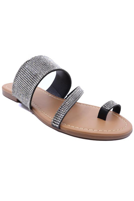 Lexi 12 Black Sandals Rhinestones