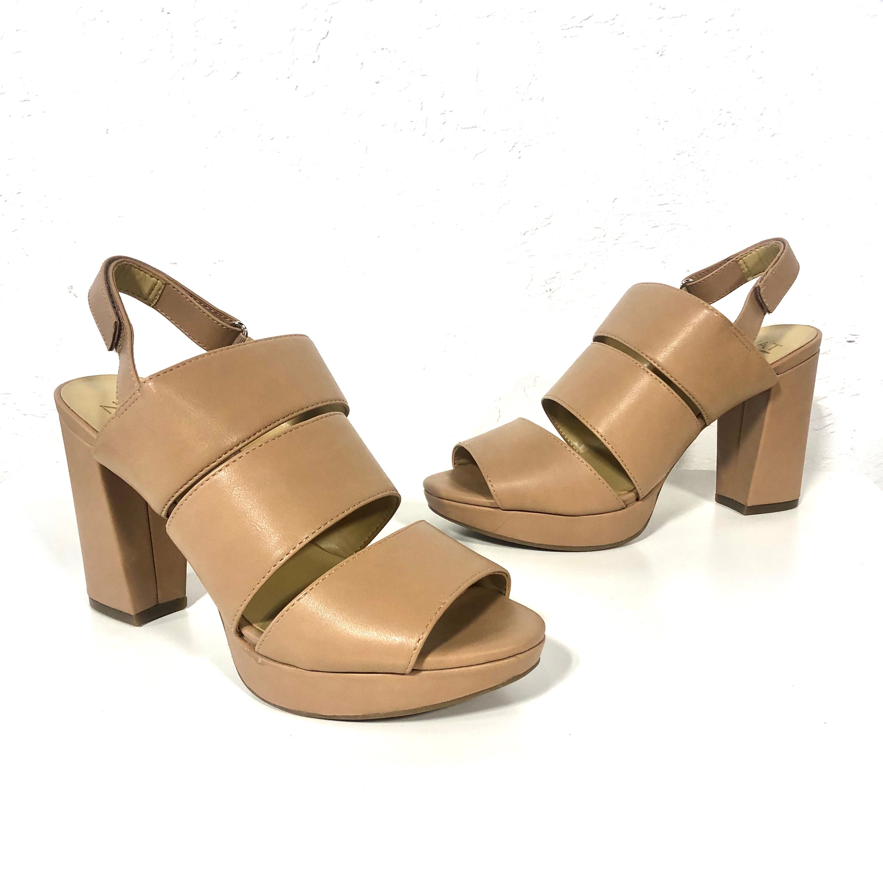 Freema GingerSnap Nude Beige Tan Block Heels