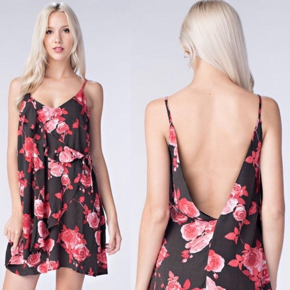 Honey Belle Red Floral Dress - The Shoe Trunk